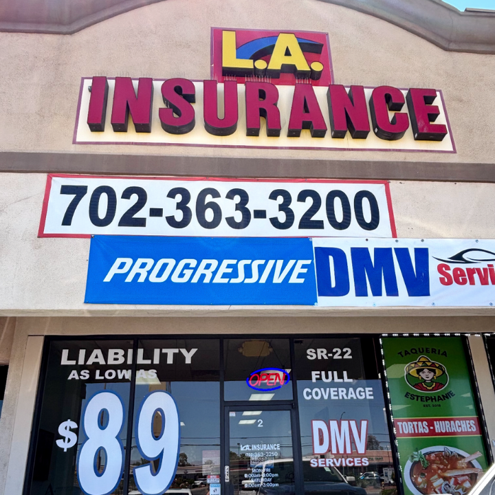 Office exterior of the L.A. Insurance Agency located at 3799 E. Desert Inn Rd. in NV 