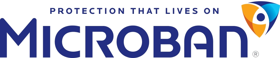 Microban logo representing built-in antimicrobial product protection technology