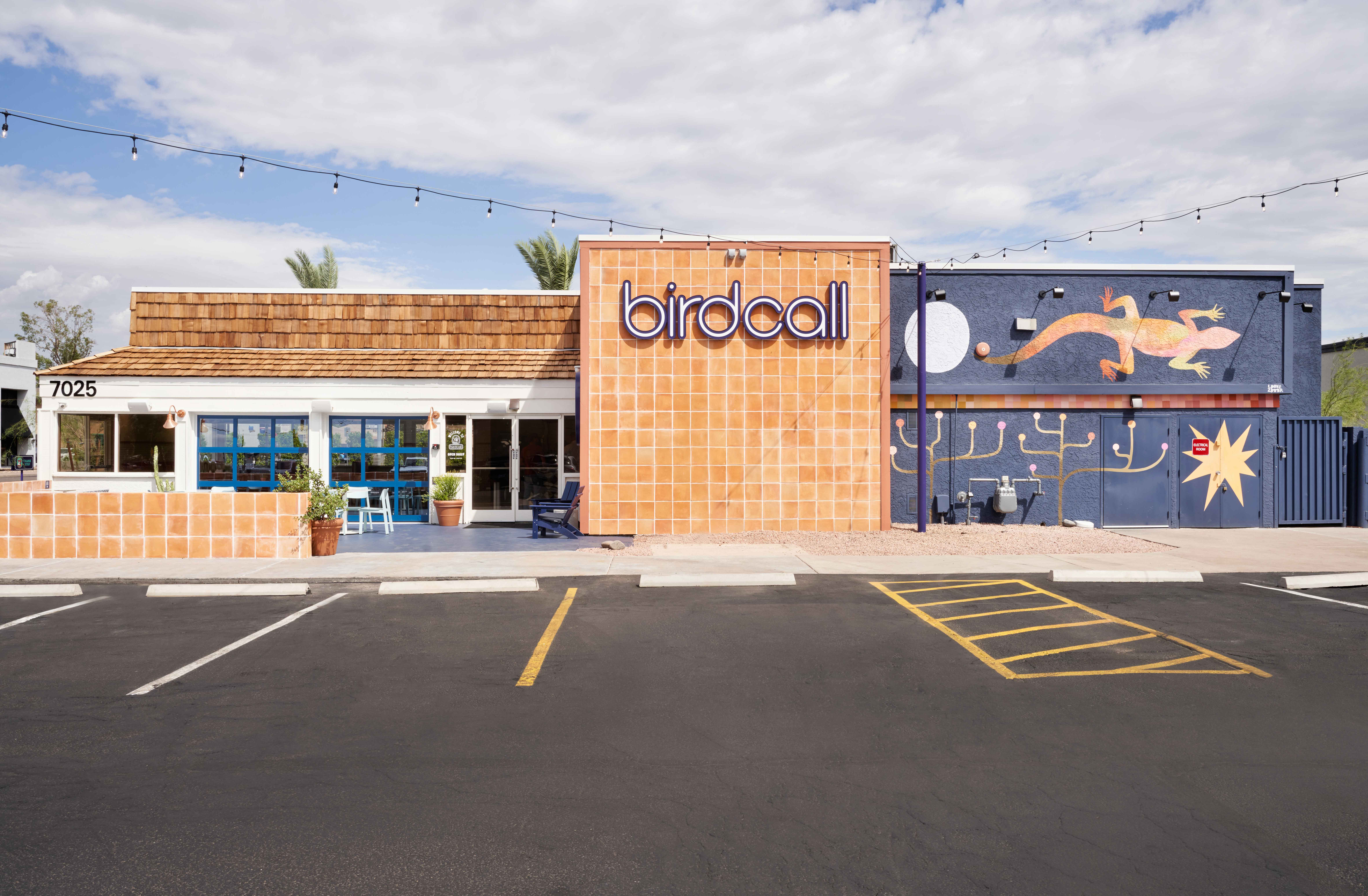 Exterior of Birdcall 7th & Glendale highlighting the patio.