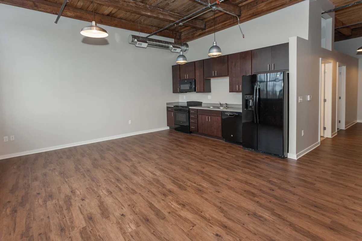 Open concept kitchen & living area