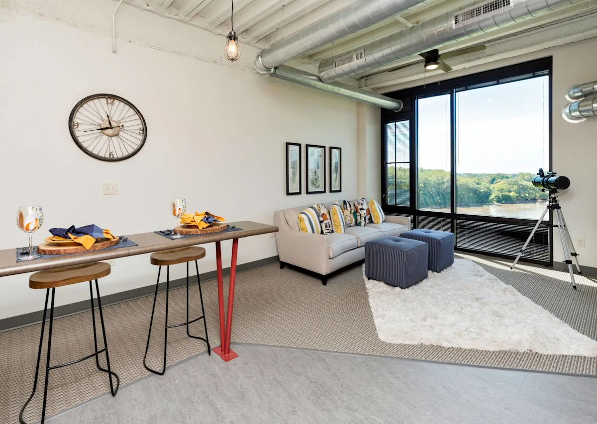 Living room with large windows