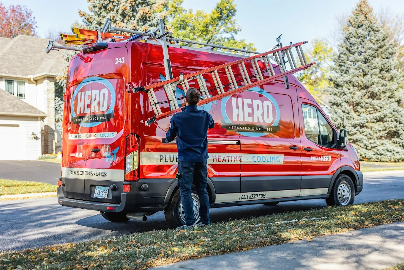Hero: Plumbing, Heating, Cooling, Drains, Ducts & Electrical van