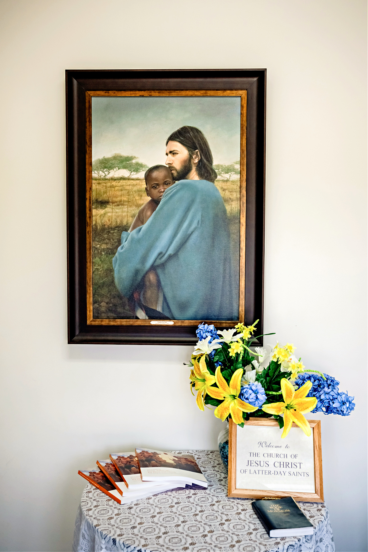 Beautiful artworkof Jesus Christ greets you as you enter our meetinghouse.