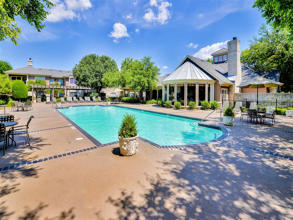 Resort pool view trees