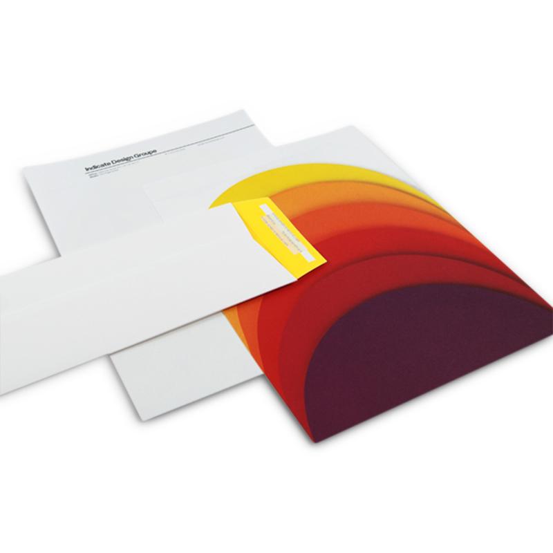 Letterhead and folder for Indicate Design. Offset printing by PLC Print.