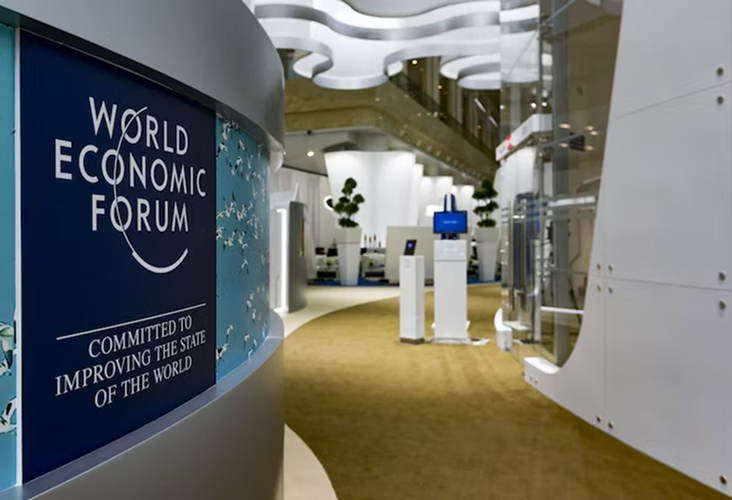 A shot of the interior of the World Economic Forum headquarters.