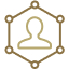 Silhouette with interconnected lines icon.