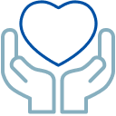Hands holding heart icon.