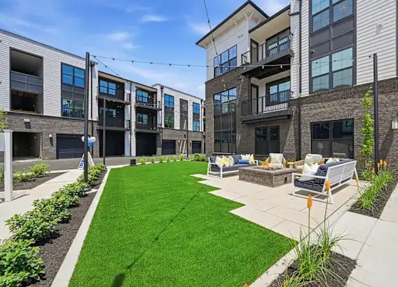 Game Court with Firepit Conversation Seating 