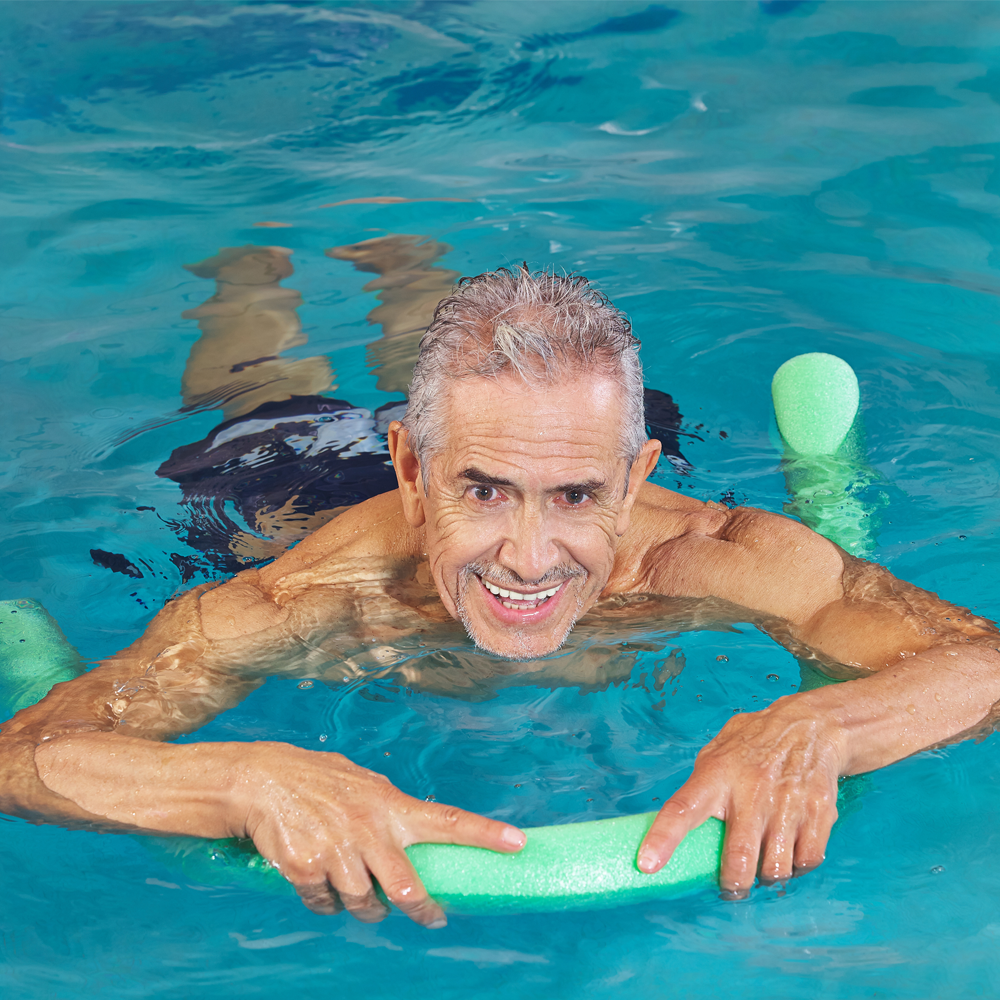 A light exercise like swimming is gentle on the joints and improves heart health. Swimming is not weight-bearing, so it's easy on the joints for those who suffer from joint pain and discomfort.