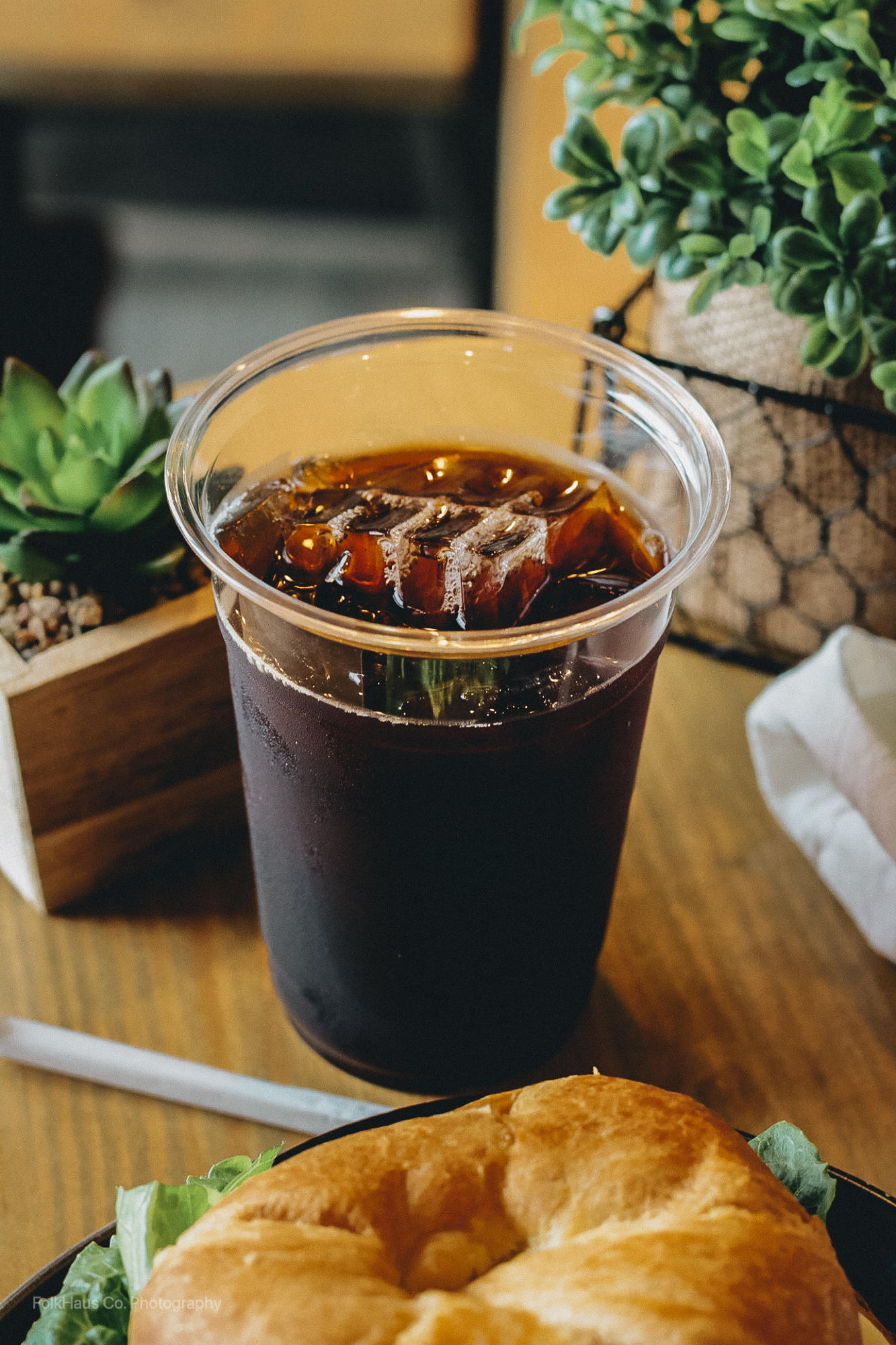 Cold brew coffee and sandwich