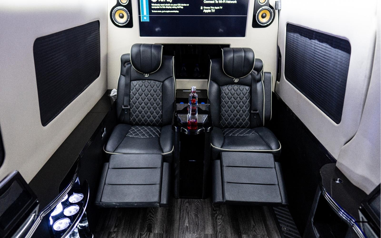 Las Vegas Party Bus 8 Passenger Ultra Luxury JET Sprinter with TVs, sounds and total luxury.