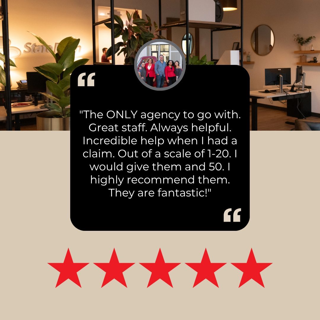 Exceptional service is the standard we strive for every day. A huge thank you to our customers for taking the time to share their experiences and for giving us the opportunity to help insure their families and businesses. We are here to help whenever you need us!