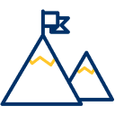 Flag on top of mountain icon.