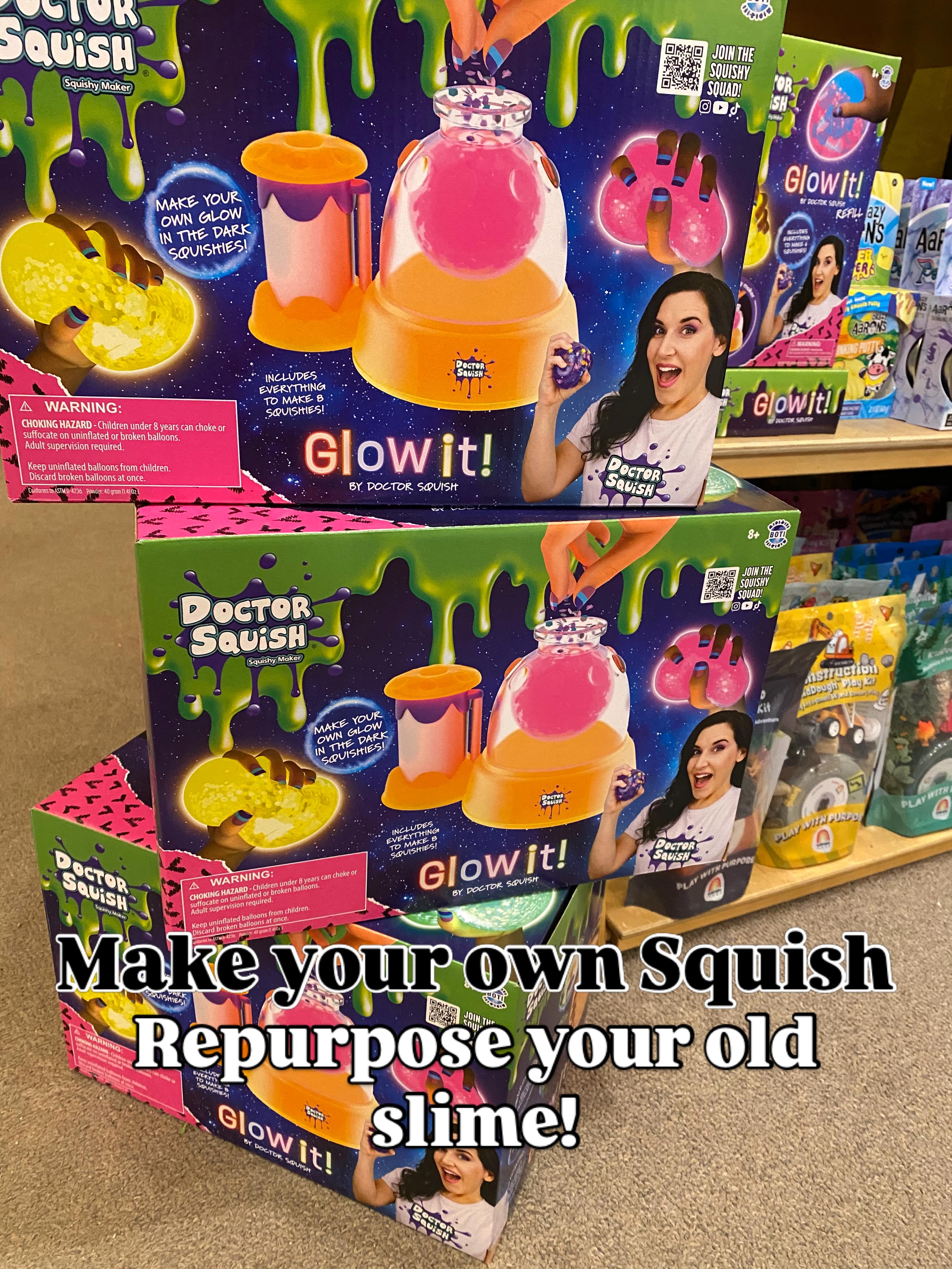 New arrival! Make your own squishies and they&rsquo;ll even glow in the dark! If you love squishy fidgets this one&rsquo;s for you! If you like making slime this one&rsquo;s for you. If you have old slime sitting around you want to repurpose, this one&rsquo;s for you. If you like science experiments, this one&rsquo;s for you. You can now make your own squish! This is the newest sensory experience. Beware you might get hooked. You may even never look for Needoh again&hellip;.