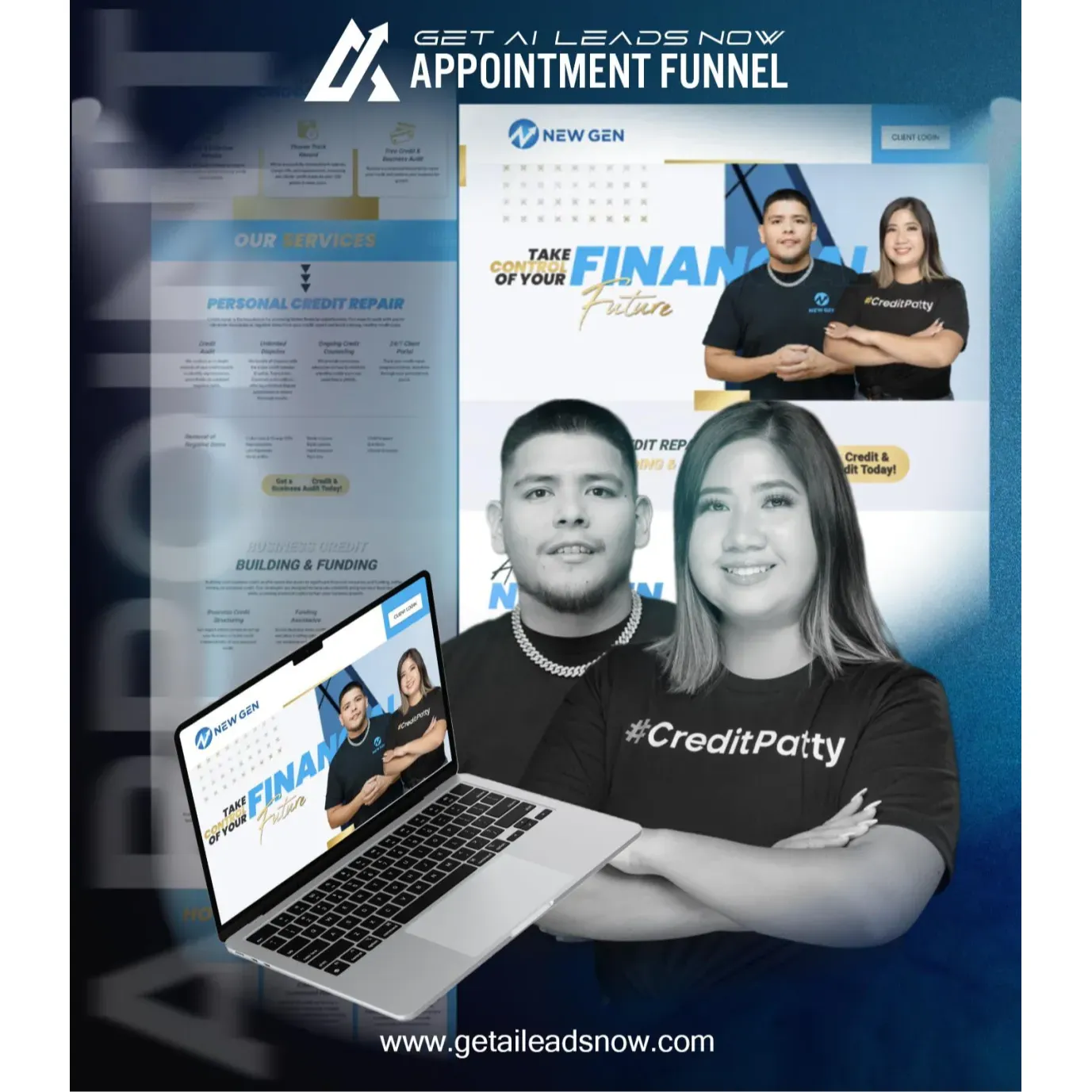 New Gen Solutions Appointment Funnel:
This results-driven appointment funnel is designed for personal and business credit experts. With clean visuals, clear calls-to-action, and strong trust signals, it automates client intake while building credibility for both personal and business funding.