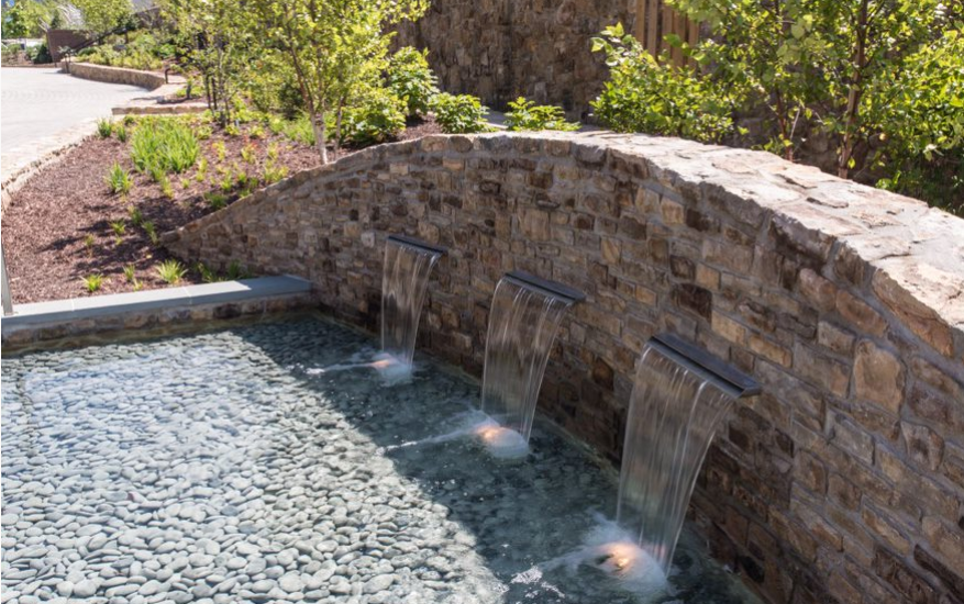 Soothing water features center you in luxury living