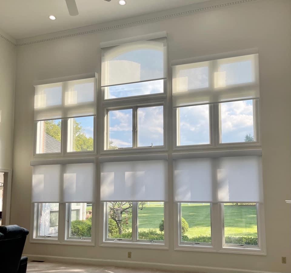 Beautiful roller shades for your King of Prussia, PA two story living room.