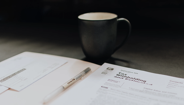 Close-up of tax forms.