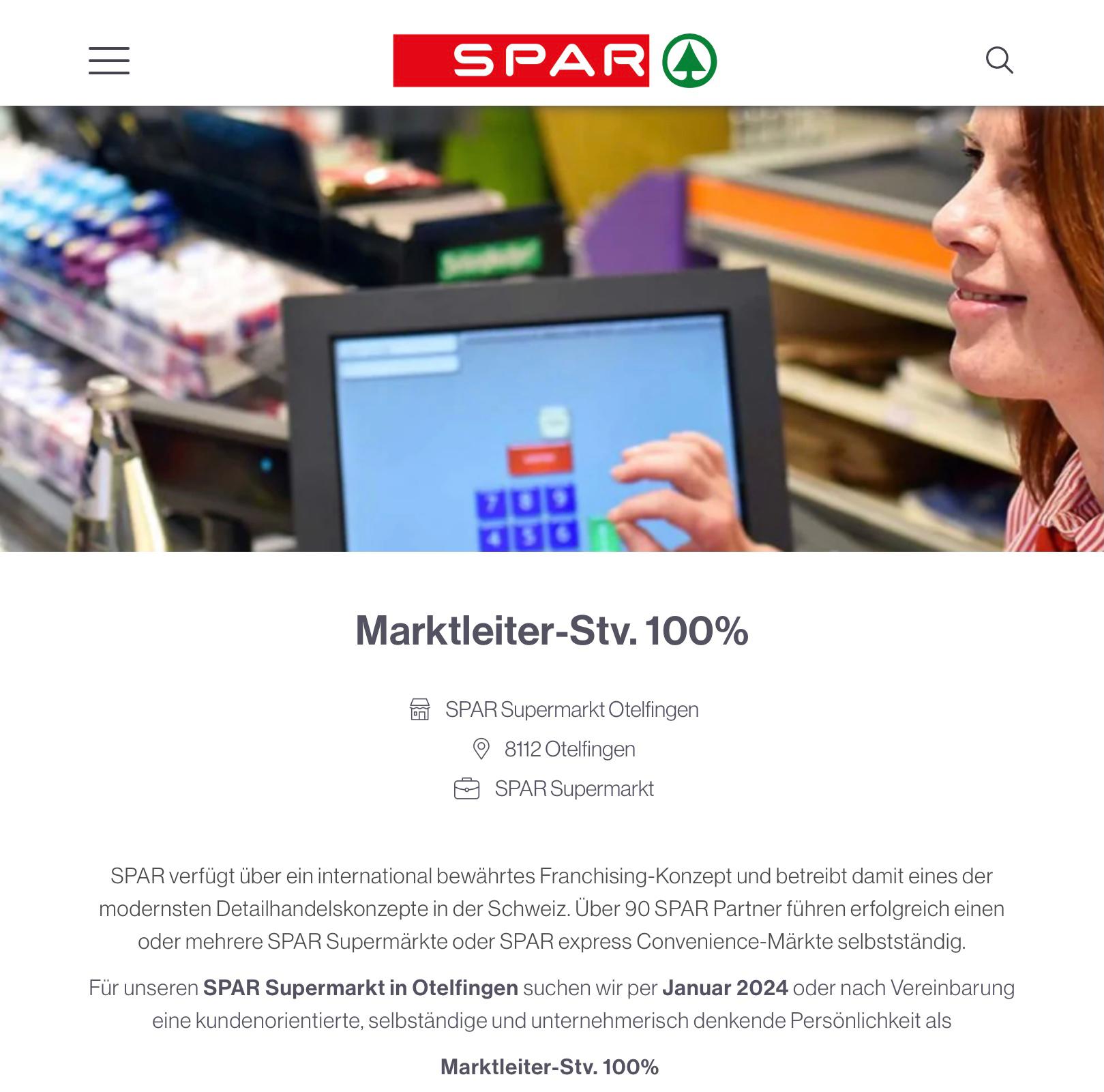 Offene Stelle: MARKTLEITER-STV 100%