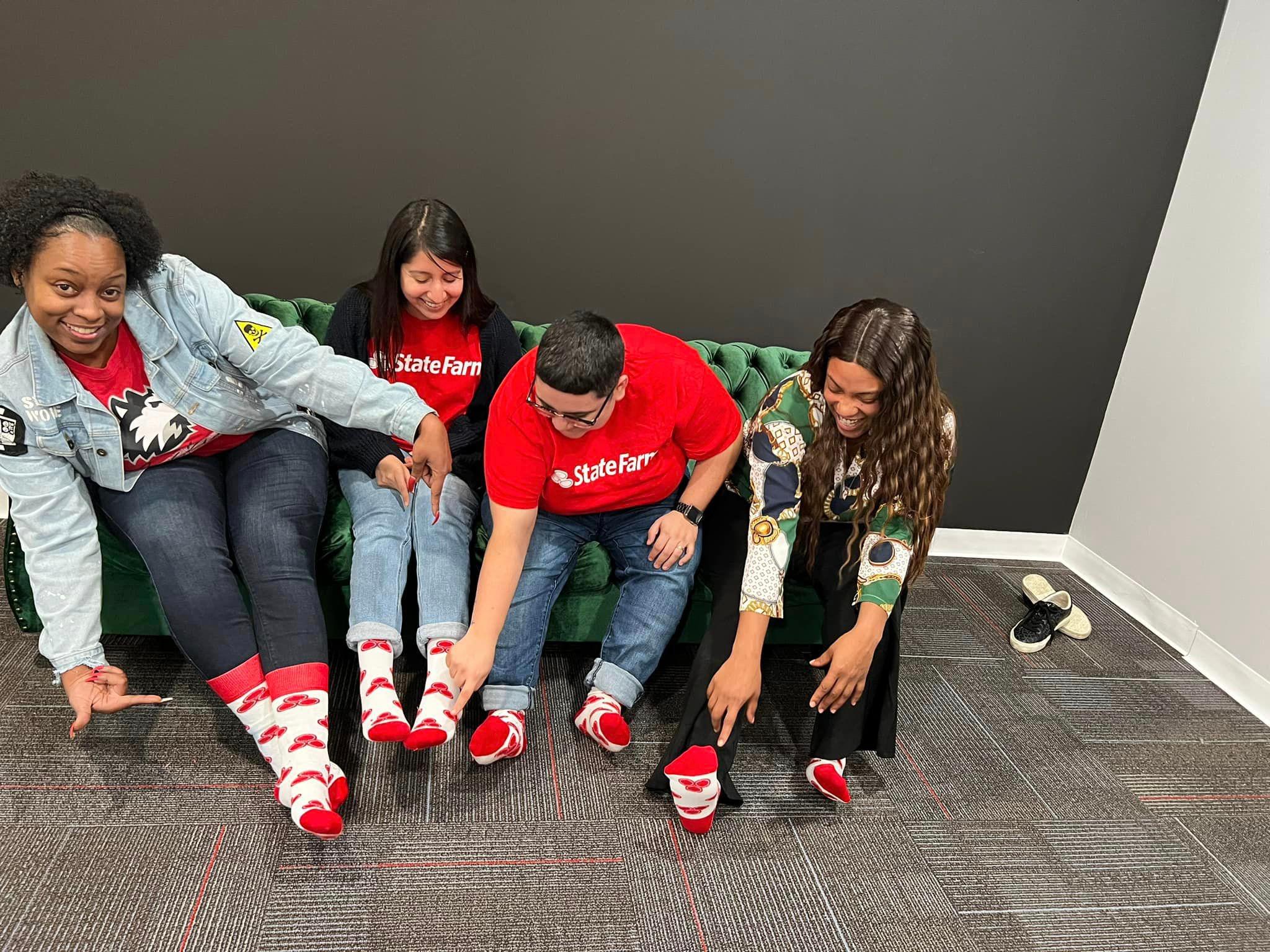 So much fun in our State Farm socks!!