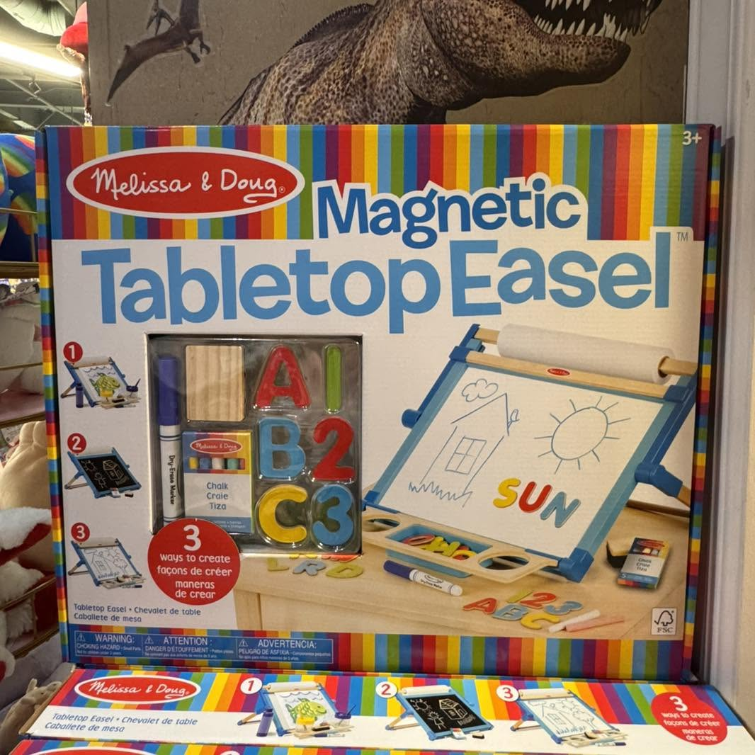 Inspire creativity with the Melissa & Doug Magnetic Tabletop Easel! Perfect for drawing, writing, painting, and learning letters and numbers while encouraging hands-on fun and imaginative play.