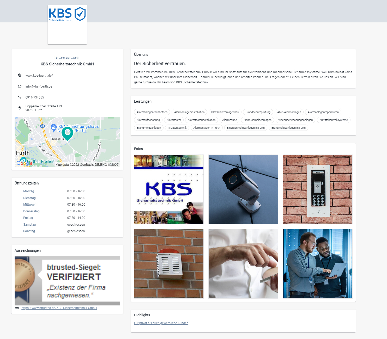 Bilder KBS Sicherheitstechnik GmbH