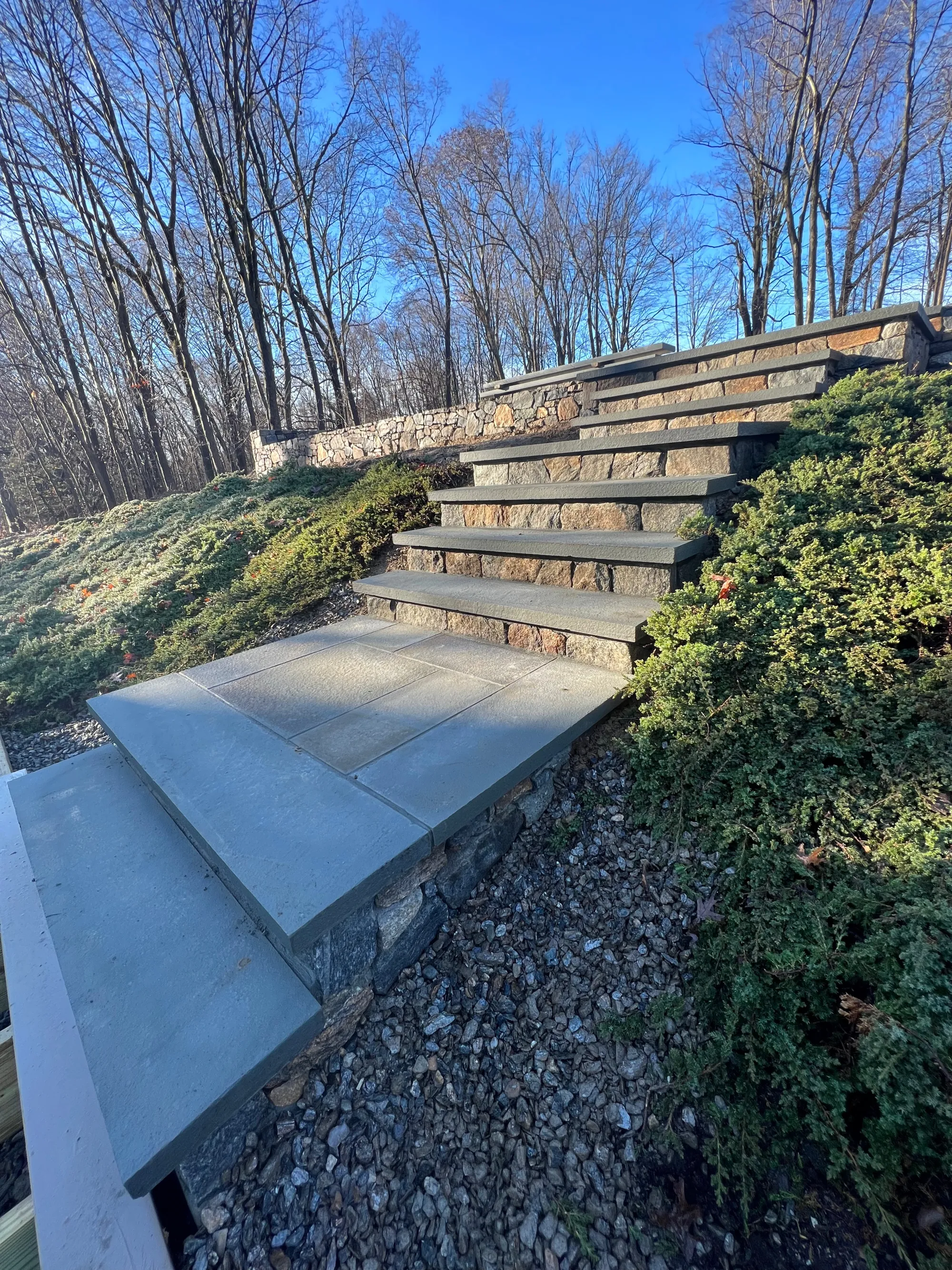 Paver steps and retaining wall - Steps project by General Masonry LLC.