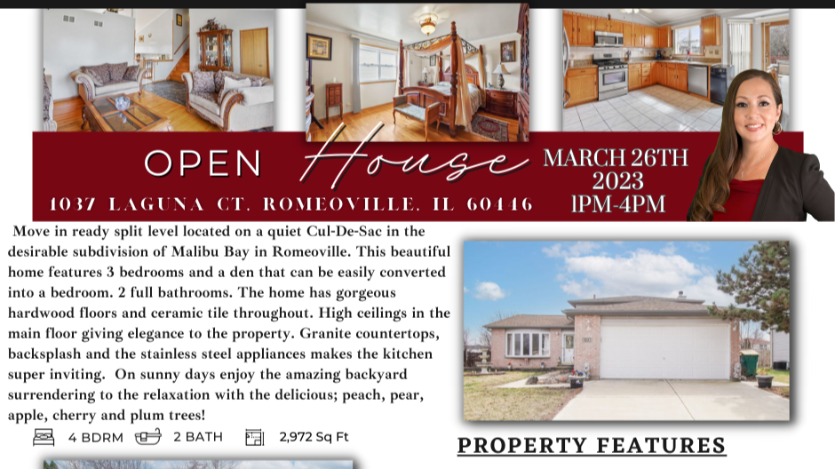 Open House will be on Sunday at  1037 Laguna Ct. Romeoville, IL 60446, from 1-4.  Let's make this your forever home! If you are looking to buy or sell a home of your own, call or text 630-333-2798.  habloespanÌol   growing  Kellerwilliamsinfinity