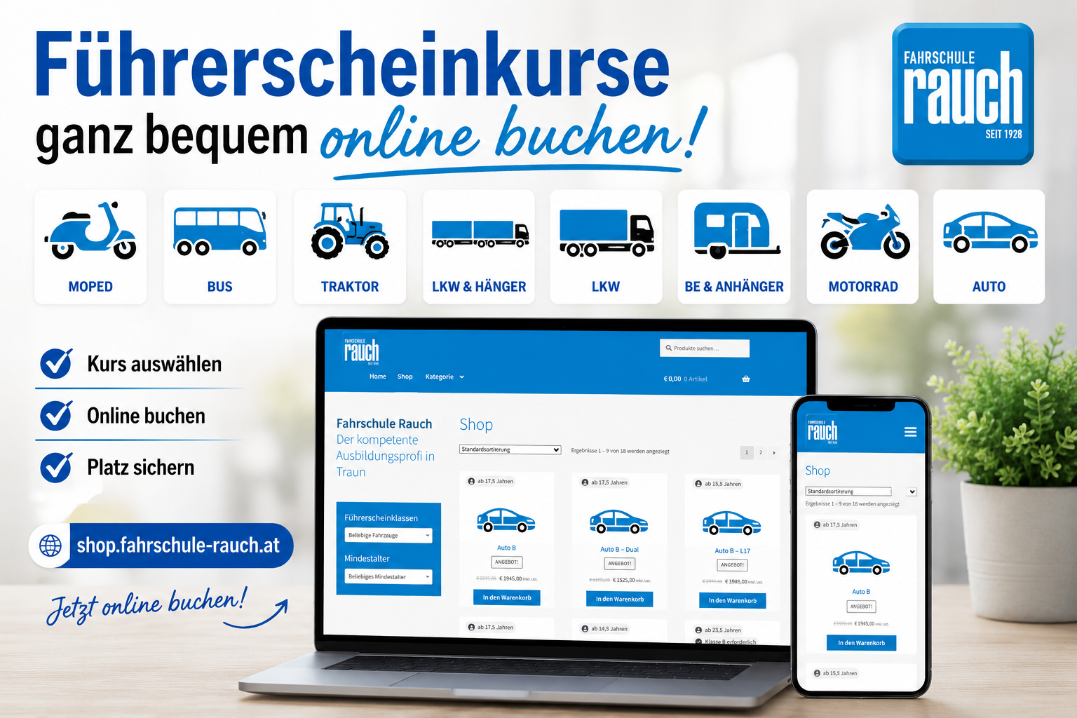 Bild zu Ab sofort können Sie Ihre Führerscheinkurse ganz bequem online buchen – schnell, einfach und rund um die Uhr!