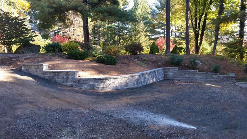 after with Unilock Concord retaining wall
