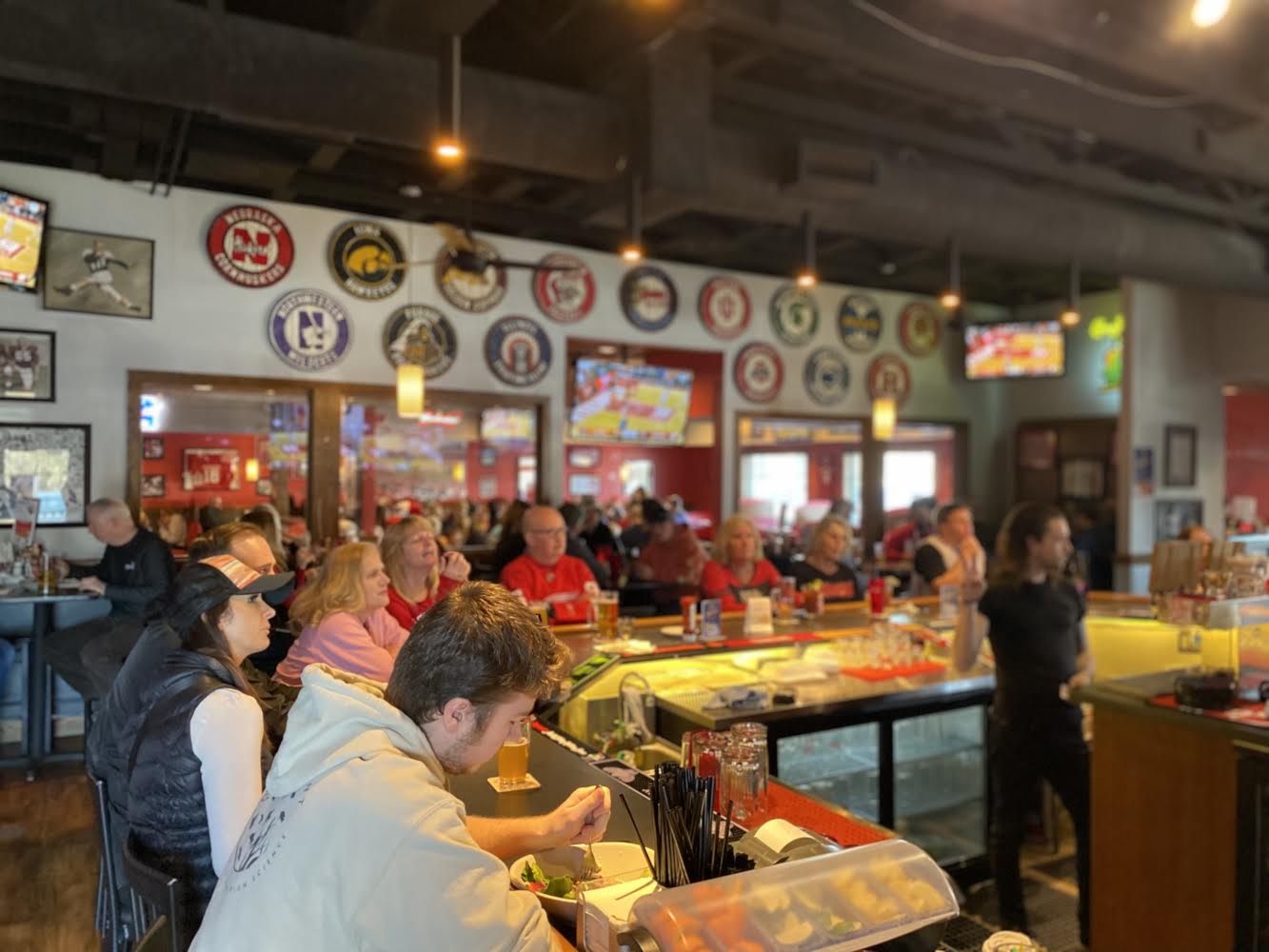 A full bar during one of many Wisconsin Badger games. Monk's Middleton has the best seat in the house for any game!