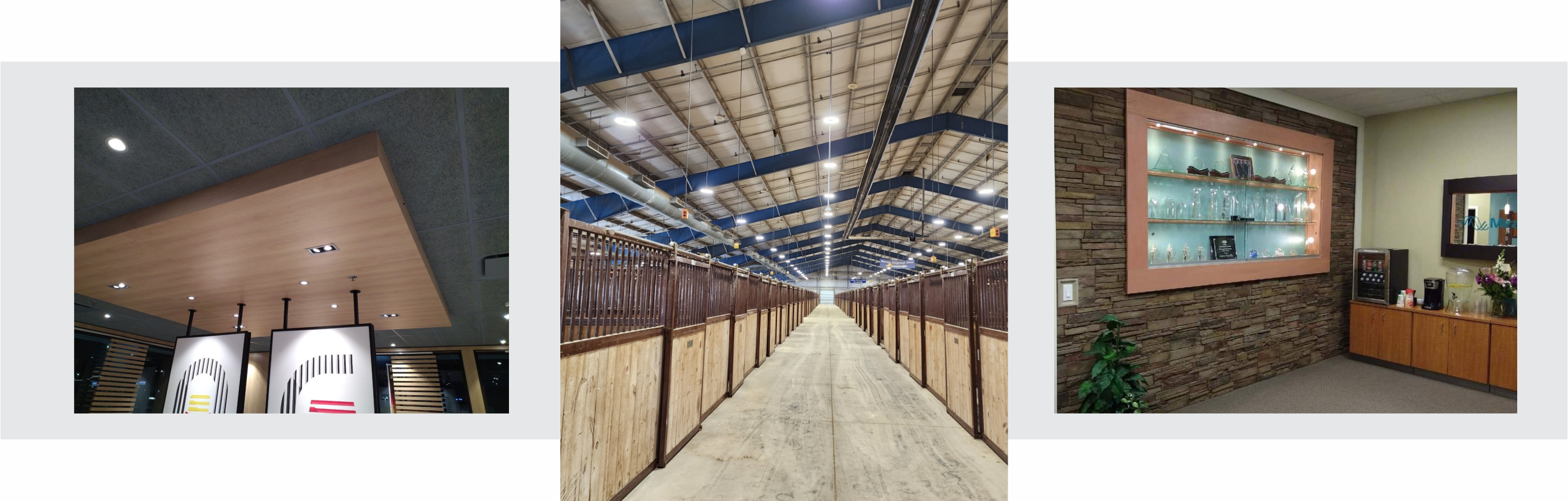 Lighting
Specialized lighting solutions often require specific electrical services. Our electrical team can install, upgrade or troubleshoot commercial lighting for you specific needs while keeping energy maintenance in mind. Specialized lighting can also be installed for decorative purposes.