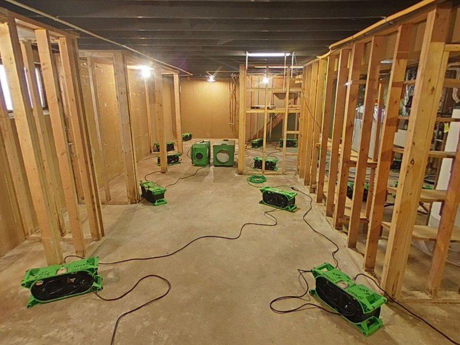Drying out the basement studs SERVPRO of Evanston Evanston (847)763-7010