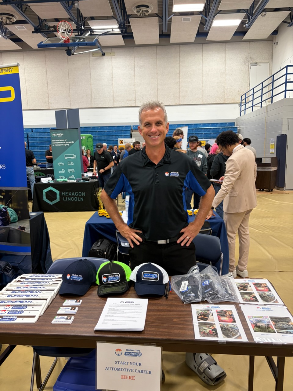 Walker Tire Point S recruiting future automotive technicians at Southeast Community College in Lincoln, Nebraska.