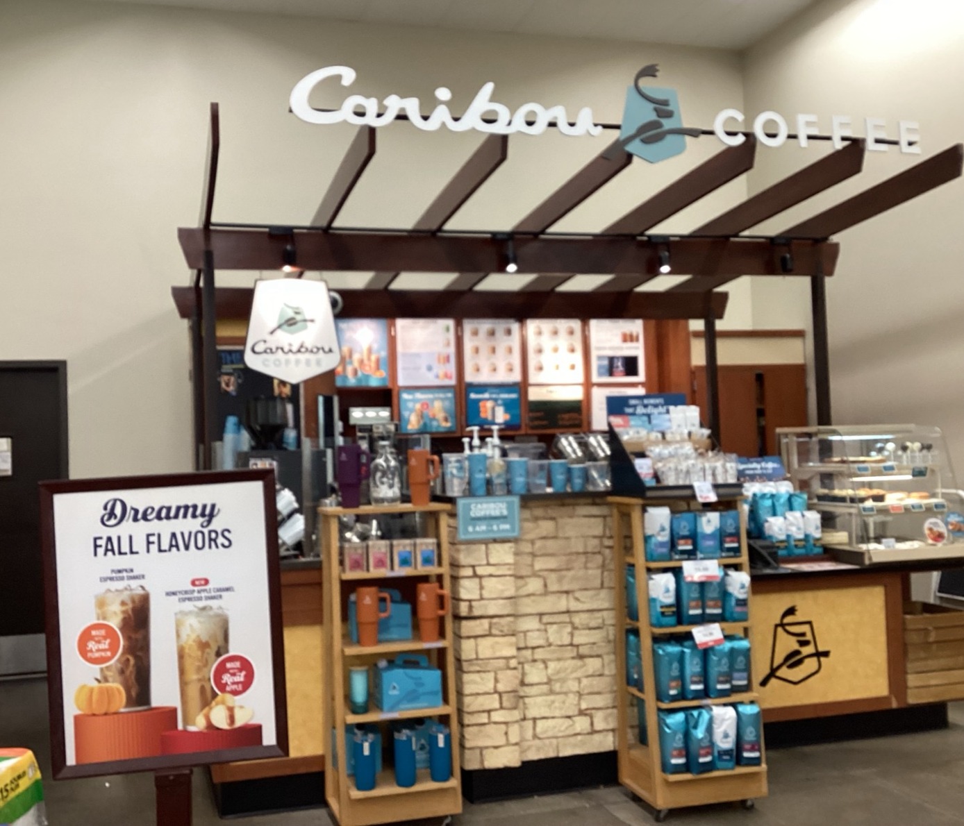 Storefront of the Caribou Coffee at 3235 Oakland Road NE in Cedar Rapids