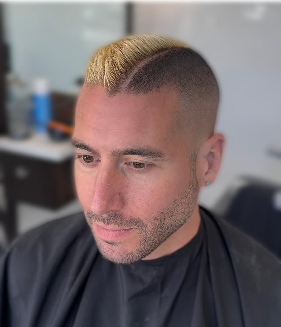 High Skin Fade Haircut with Hard Part