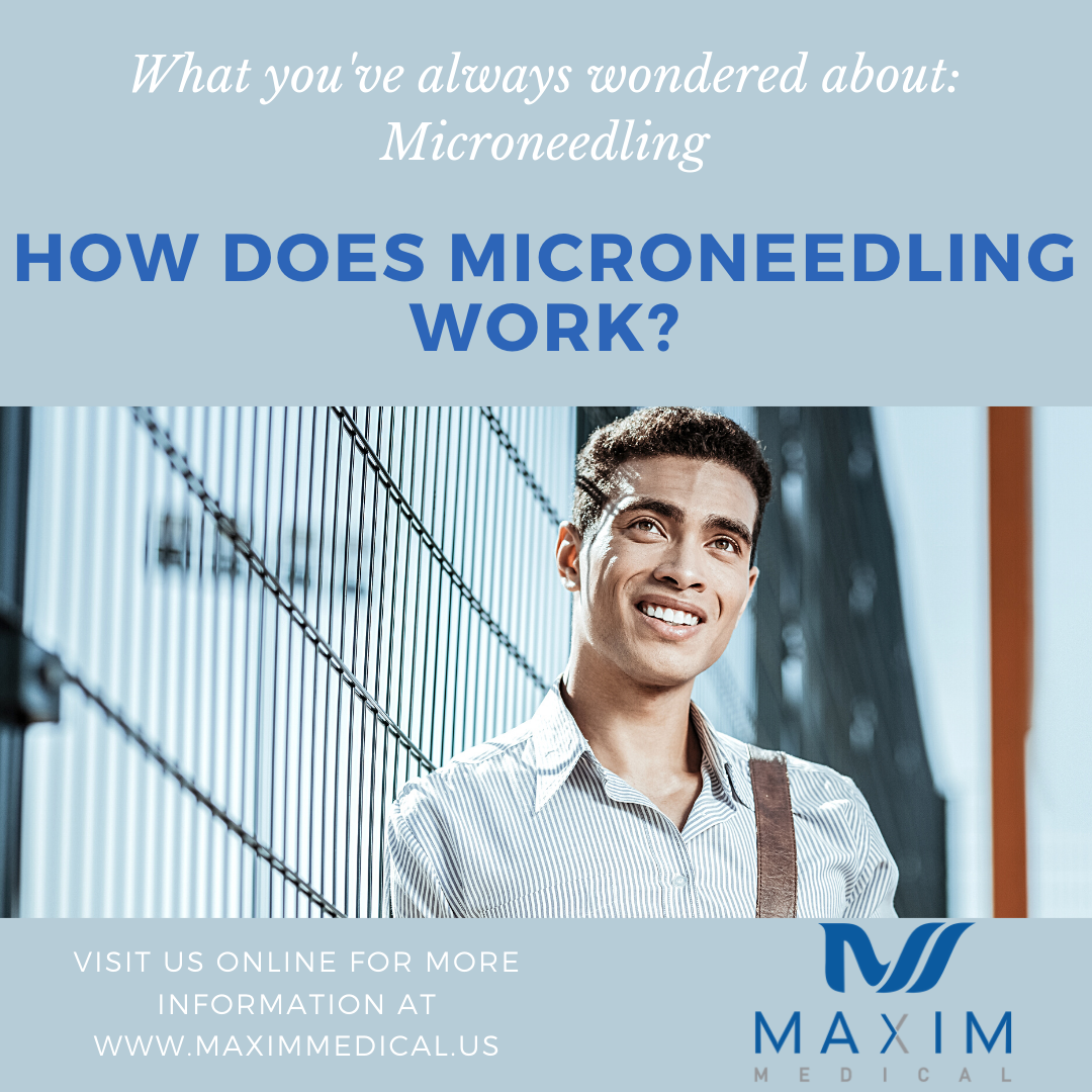 2. How Does Microneedling Work?
 
Microneedling may help address wrinkles, acne, scarring, and stretch marks. Microneedling also increases the production of collagen and other healing factors by causing trauma to the skin.The idea is that pinpricks from the procedure cause slight injury to the skin and that the skin responds by making new collagen-rich tissue. Collagen is an essential protein that helps keep the skin looking youthful, with a firm, smooth, and stretchy texture. Aging causes the decline of collagen in the skin, contributing to wrinkles and other signs of aging. Skin can also lose collagen due to injuries, such as acne scarring, stretch marks, or other scars.