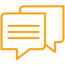 Overlapping speech bubbles icon.