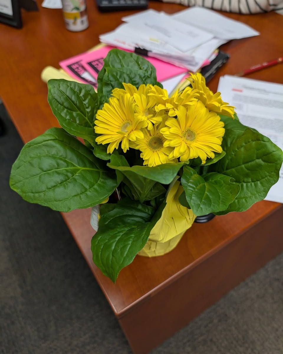 Thanks boss for showing your appreciation on Administrative Professionals Day. Each of us received a breakfast doughnut, flowers, two favorite drinks, and a handwritten card.