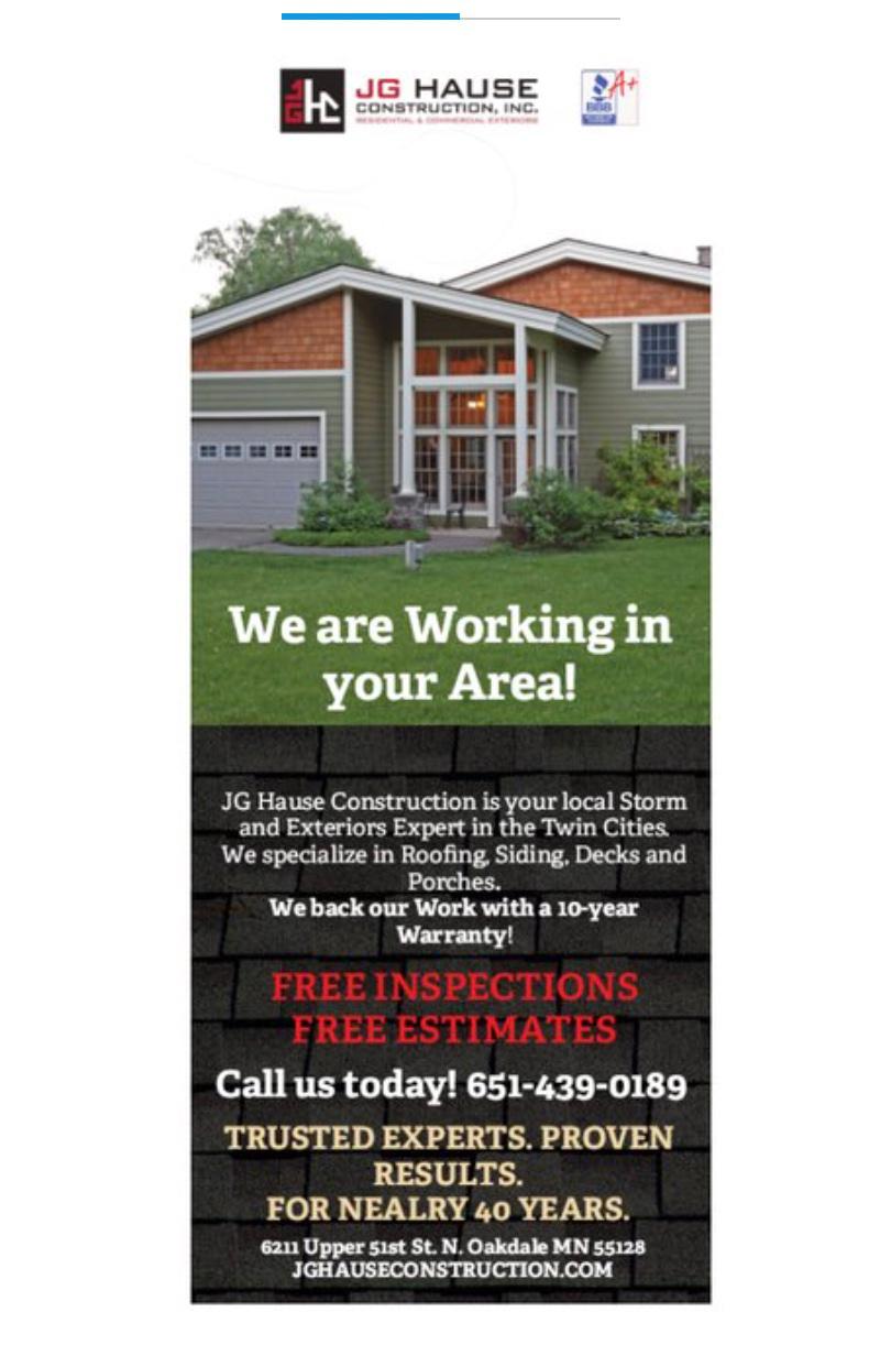 We are in your area! J.G. Hause Construction, Inc Oakdale (651)439-0189