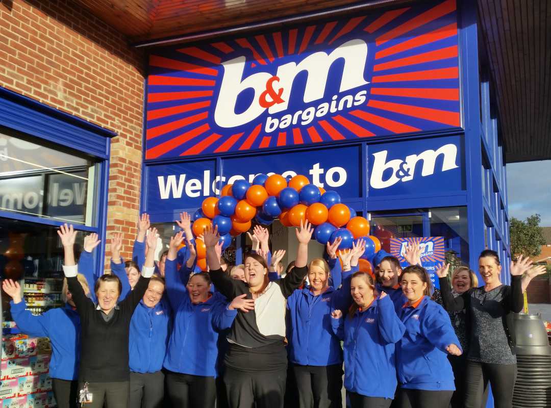 The new store colleagues at B&M Shildon on opening day.