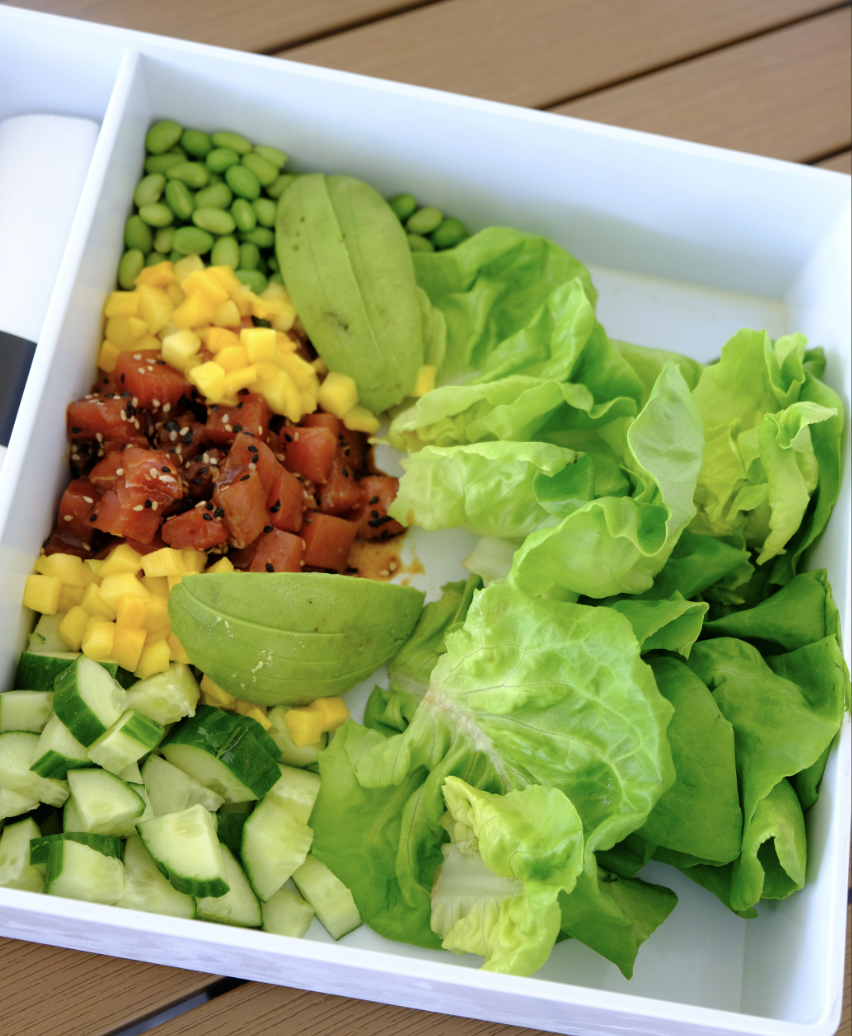 TUNA LETTUCE WRAP GF Butter Lettuce, Mango, Edamame, Avocado, Cucumber