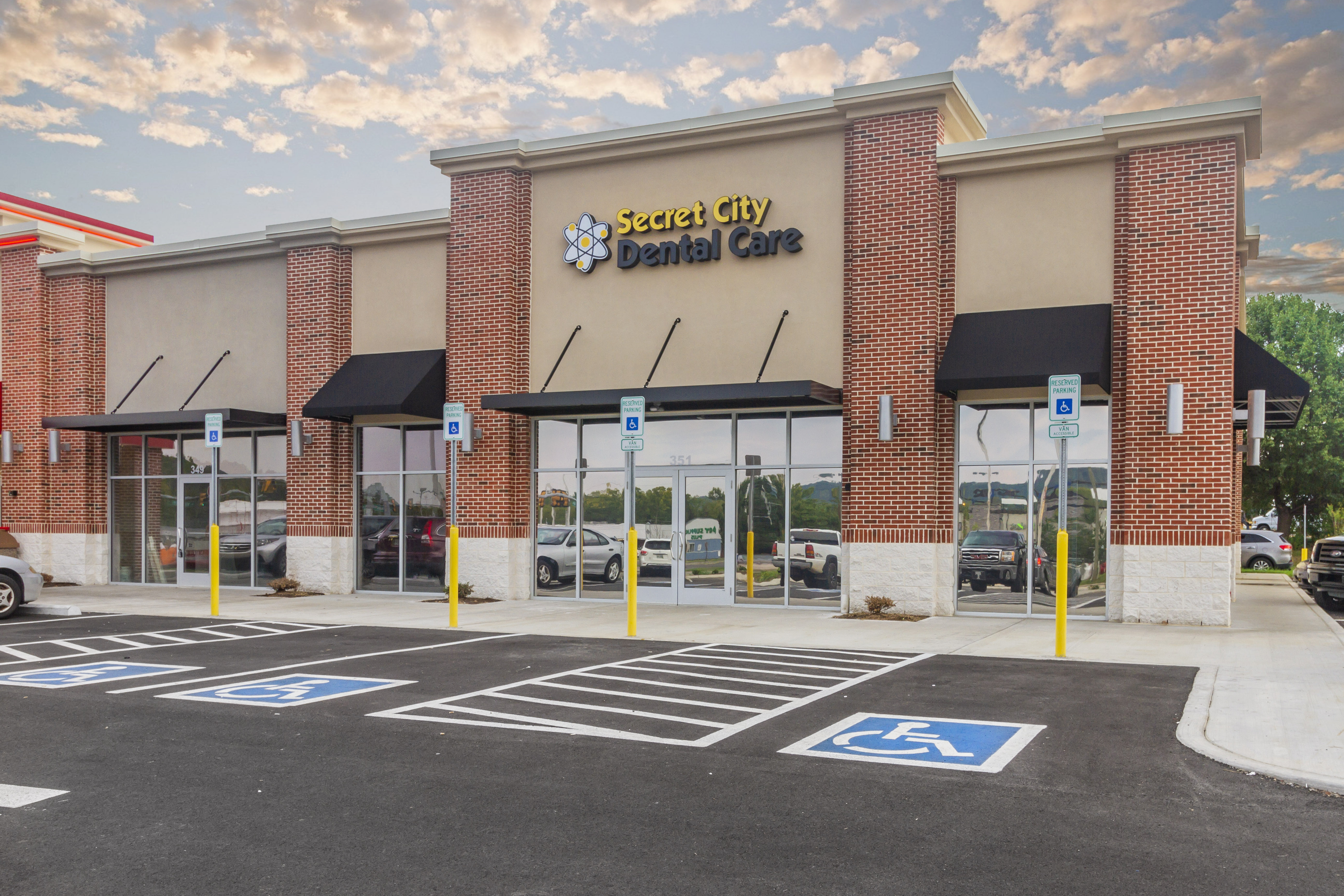 Front of office, Secret City Dental Care. Dentist in Oak Ridge, TN. 
