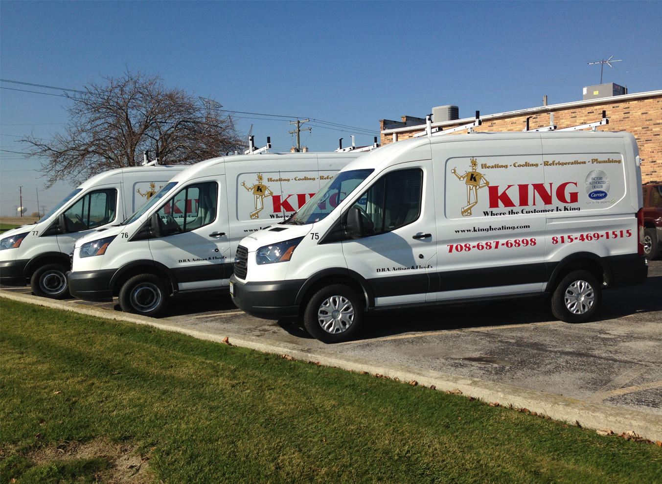 HVAC service vehicles getting ready to go out in Oak Forest, Illinois.
