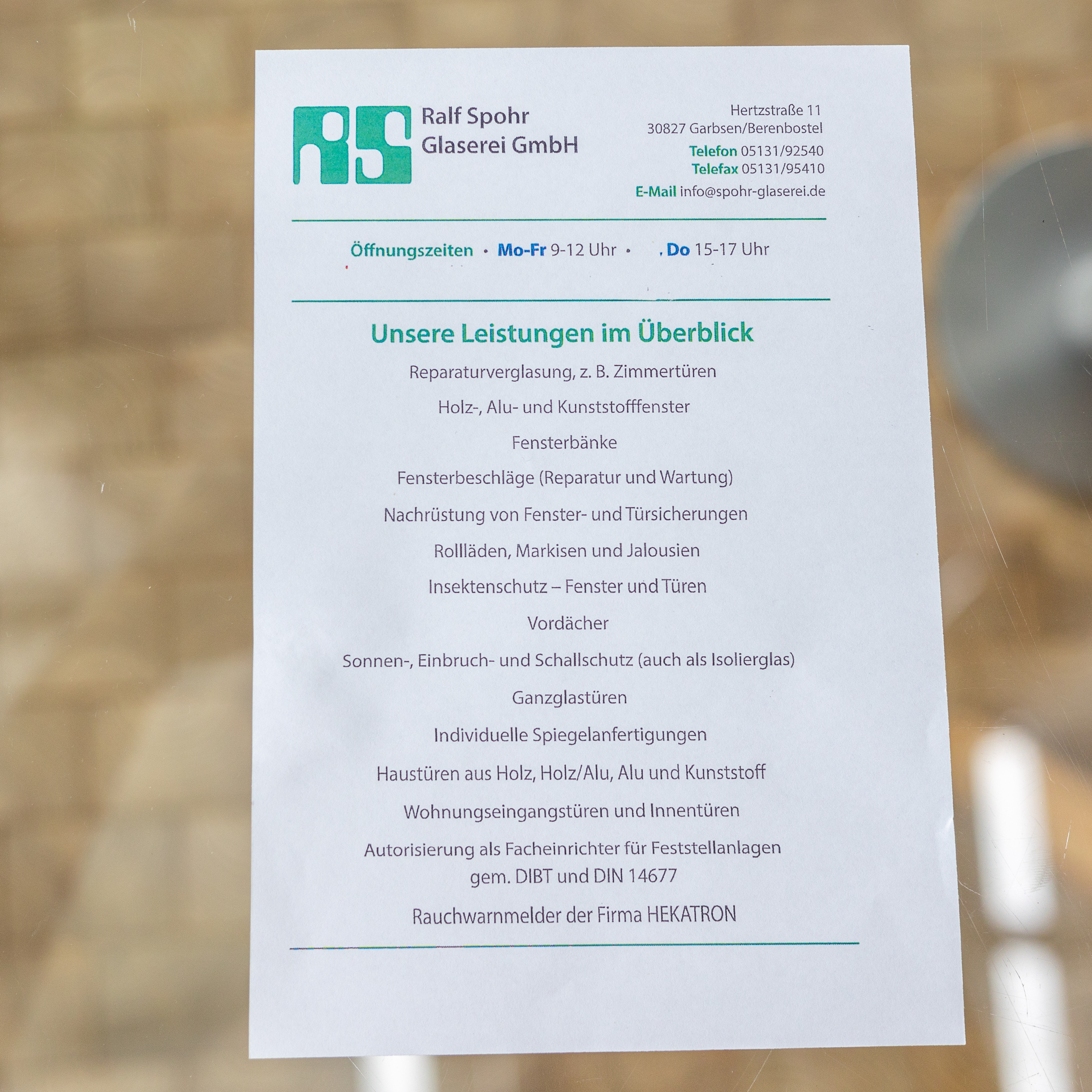 Ralf Spohr Glaserei GmbH, Hertzstr. 11 in Garbsen