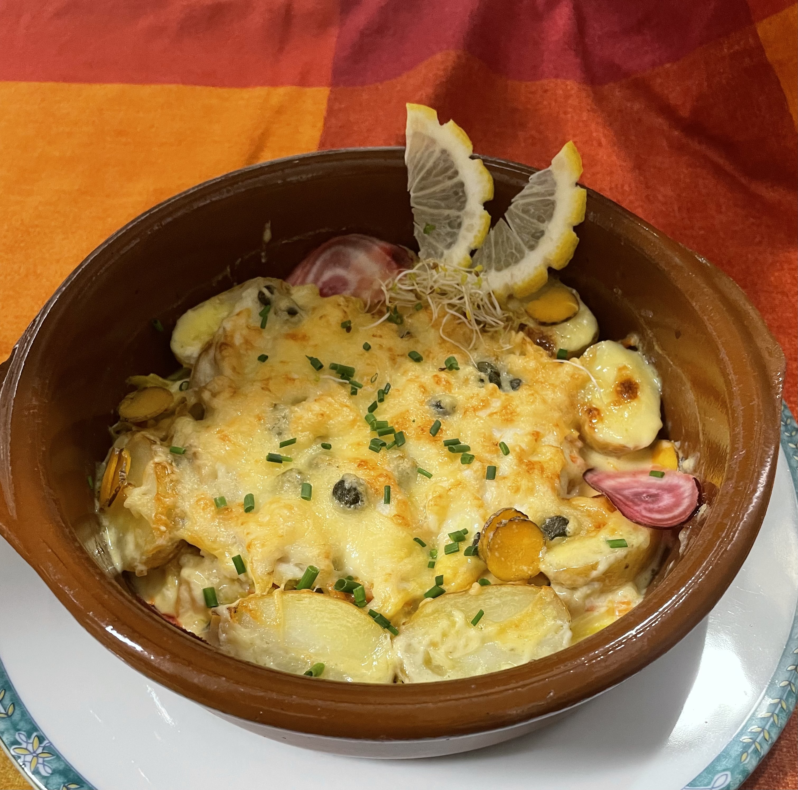 Effilochée de raie gratinée au conté Effilochée de raie gratinée au conté