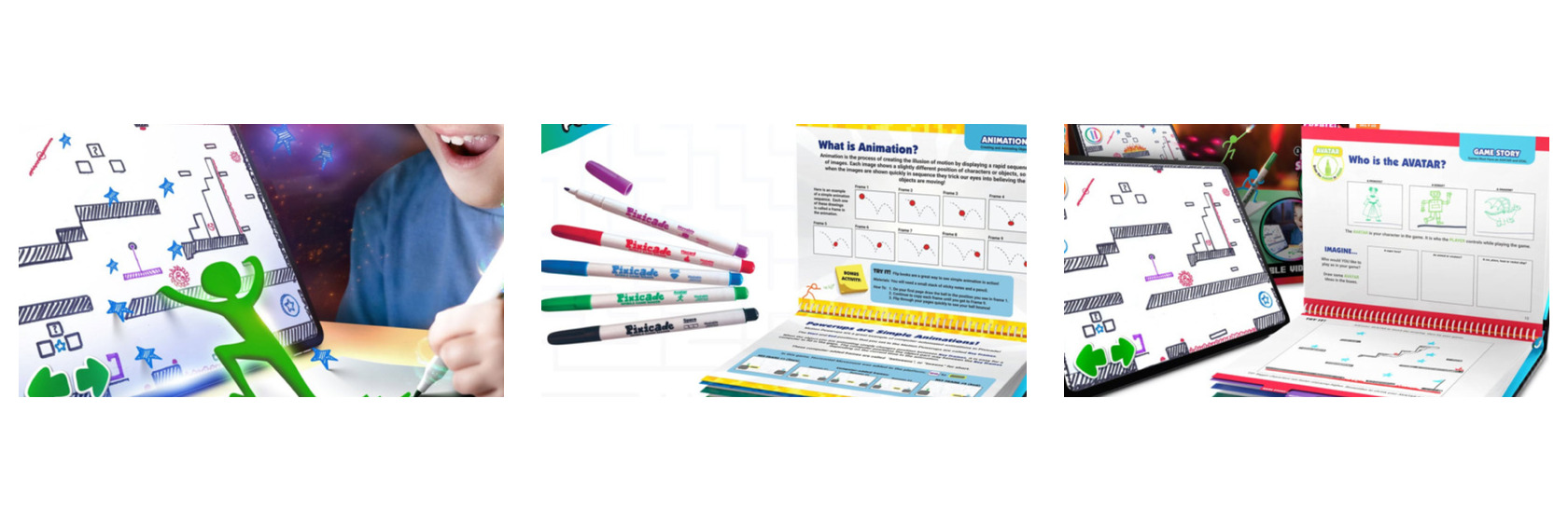 BrainyZoo Toys features Pixicade, where children draw their own games and bring them to life using a mobile device. Includes activity materials, colorful markers, and imaginative game-building fun.