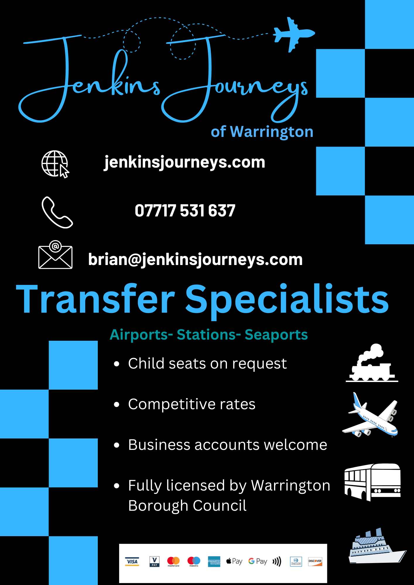 Jenkins Journeys Warrington 07717 531637