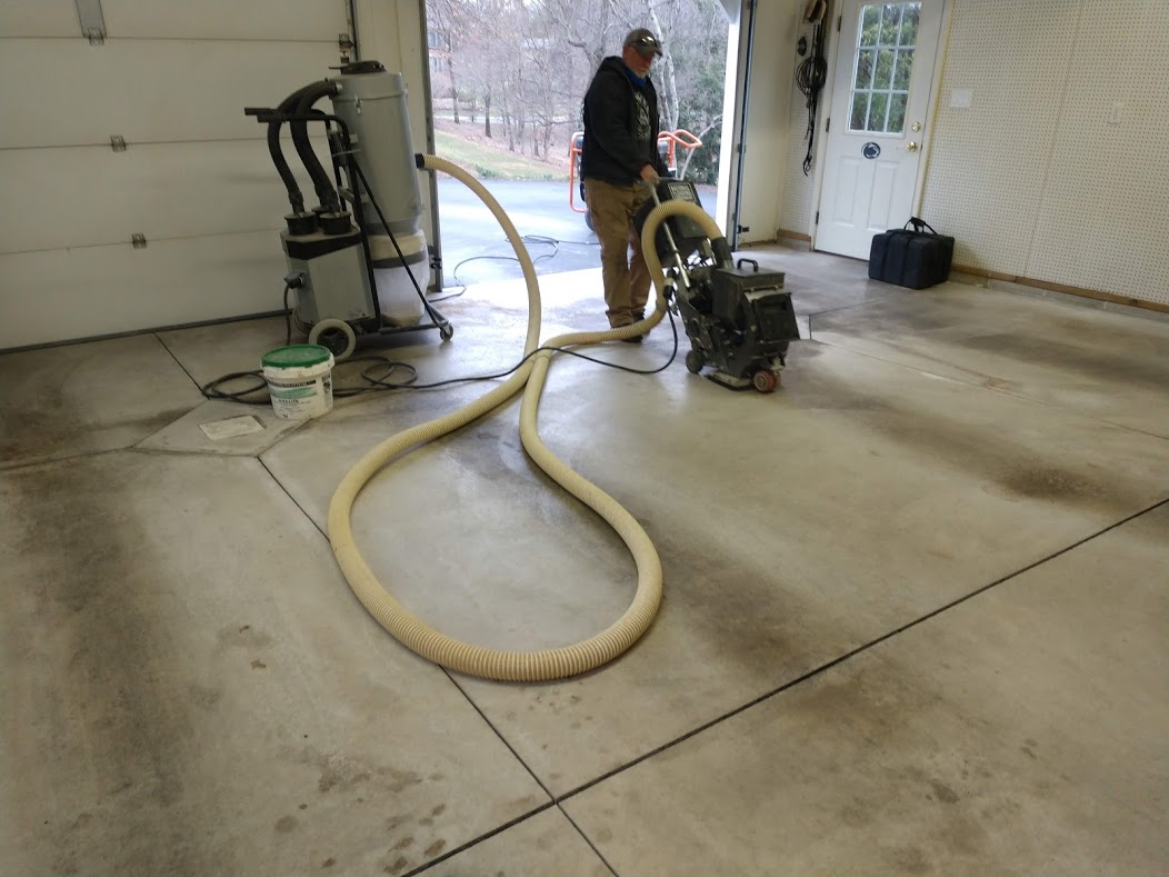 Floor prep for a custom PremierOne Epoxy floor in Mechanicsburg, PA